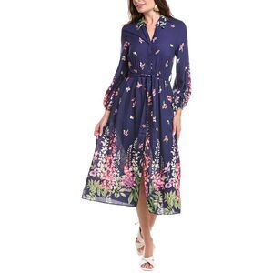 Garrie B Womens  Balloon Sleeve Shirtdress, Blue